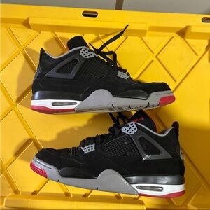 Nike Air Jordan 4 2019 Bred Black Fire Red Cement Grey Size 12 Og